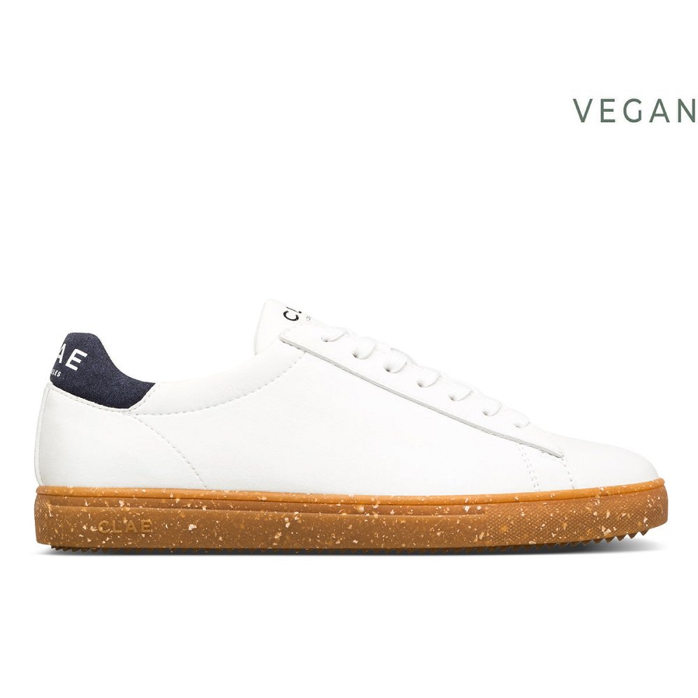 CLAE BRADLEY VEGAN Shoes Womens USA245-B76 In White Navy Vegan Light Gum